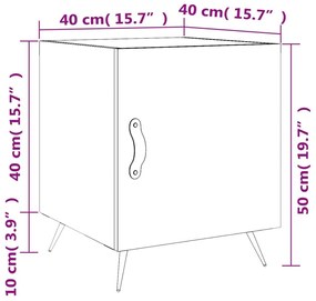 Κομοδίνο Μαύρο 40 x 40 x 50 εκ. από Επεξεργασμένο Ξύλο - Μαύρο