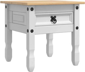 vidaXL End Table με συρτάρι Corona Λευκό 50 x 50 x 50 εκατοστά