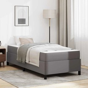 vidaXL Σκελετός κρεβατιού με στρώμα Γκρι 90 x 190 cm Τεχνητό δέρμα