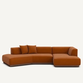 Γωνιακός καναπές δεξιός ανοιχτός από λινό βελούδο, JACOPO