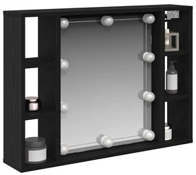 vidaXL Ντουλάπα Καθρέφτη Μαύρη δρυς 76 x 15 x 55 εκ Επεξεργασμένο ξύλο