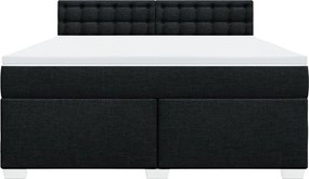 vidaXL Κρεβάτι Boxspring με Στρώμα Μαύρο 180x200 εκ. Υφασμάτινο