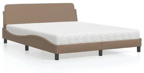 vidaXL Κρεβάτι με Στρώμα Καπουτσίνο 160x200εκ.από Συνθ.Δέρμα
