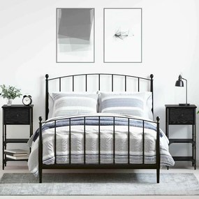 vidaXL Κομοδίνο 2 τμχ. Μαύρη Οξυά 33.5 x 36 x 70 εκ