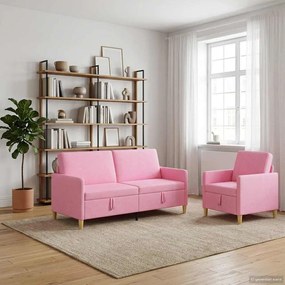 vidaXL Σαλονάκι Σετ Με Αποθηκευτικό Χώρο 2 pcs Ροζ Πολυεστέρας