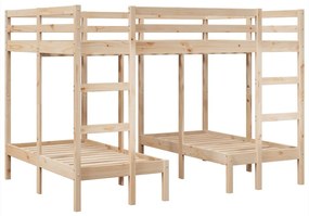 vidaXL Σκελετός Τριπλής Κουκέτας 140x200/70x140 εκ. Μασίφ Πεύκο