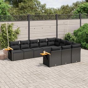 vidaXL Patio Sofa Set 10-θέσια Black