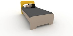 Παιδικό Κρεβάτι Primo για στρώμα 90x190, Χρώμα Αρδας με Κίτρινο, Μελαμίνη