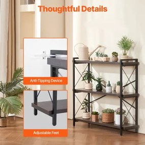 VEVOR Metal Bookshelf Rustic Bookshelf 3-Tier for Living room Bedroom &amp; Office
