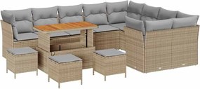 vidaXL Σετ Καναπέ Κήπου 13 pcs Μπεζ συνθετικό ρατάν