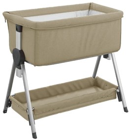 vidaXL Λίκνο Βρεφικό Taupe από Λινό Ύφασμα με Στρώμα