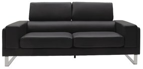 Καναπές Shea  3θέσιος pu μαύρο-inox 198x80x87εκ