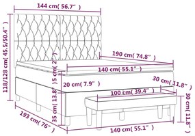 Κρεβάτι Boxspring με Στρώμα Ροζ 140x190 εκ. Βελούδινο - Ροζ