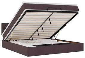 vidaXL Οθωμανικό κρεβάτι με στρώμα σκούρο καφέ 180x200cm ύφασμα