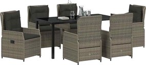 vidaXL Σέτ φαγητού για κήπο 7 pcs Γκρι συνθετικό ρατάν