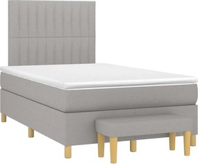 vidaXL Κρεβάτι Boxspring με Στρώμα Ανοιχτό Γκρι 120x190 εκ. Υφασμάτινο