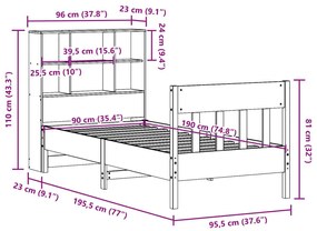 Σκελετός Κρεβ. Χωρίς Στρώμα Καφέ Κεριού 90x190 εκ Μασίφ Πεύκο - Καφέ