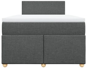 Κρεβάτι Boxspring με Στρώμα Σκούρο Γκρι 120x200 εκ. Υφασμάτινο - Γκρι