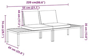 vidaXL Σαλόνι Κήπου Σετ 2 Τεμαχίων με Μαξιλάρια Μαύρο Αλουμίνιο