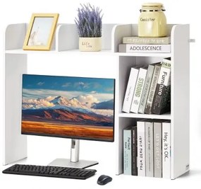 VEVOR Desktop Bookshelf White Desktop Storage Organizer 2-Tier for Office &amp; Home