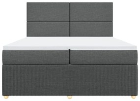 Κρεβάτι Boxspring με Στρώμα Σκούρο Γκρι 200x200 εκ. Υφασμάτινο - Γκρι