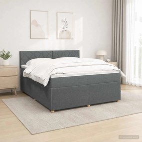 vidaXL Κρεβάτι box spring με στρώμα Σκούρο Γκρι 140 x 190 cm Ύφασμα
