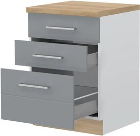 Επιδαπέδιο ντουλάπι Hudson R-60-3MBOX-Λευκό - Γκρι - 60.00Χ60.00Χ88.00cm