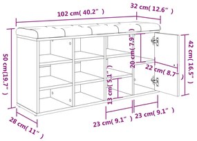 Παπουτσοθήκη Γκρι Sonoma 102x32x50 εκ. από Επεξεργασμένο Ξύλο - Γκρι