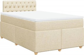 vidaXL Κρεβάτι Boxspring με Στρώμα Κρεμ 120x190 εκ. Υφασμάτινο