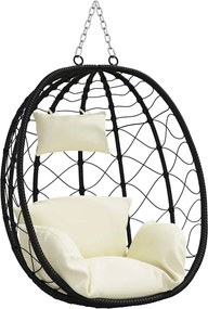 vidaXL Κρεμαστή καρέκλα αυγό Κρεμ λευκό 91,5 x 60 x 110 εκ.