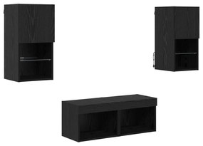 vidaXL Βάσεις τηλεόρασης Επιτοίχιο 4 pcs Μαύρη Οξυά Επεξεργασμένο ξύλο