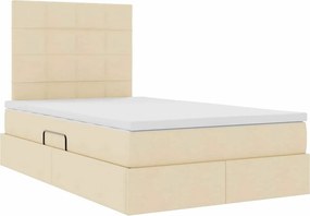vidaXL LED Κρεβάτι αποθήκευσης με στρώμα Κρέμ 120 x 200 cm Ύφασμα
