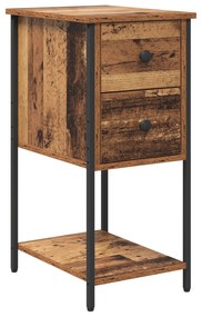 vidaXL Κομοδίνο με συρτάρι 2 pcs Παλαιό ξύλο 32 x 42 x 70 εκ