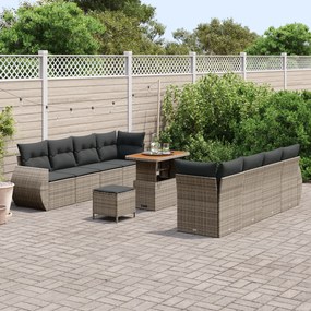 vidaXL Set Κήπου  11 κομματιών με Μαξιλάρια Γκρι