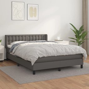 Κρεβάτι Boxspring με Στρώμα Γκρι 140x200εκ. από Συνθετικό Δέρμα