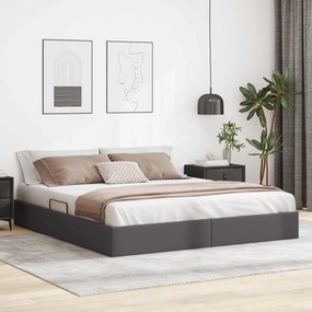 vidaXL Κρεβάτι Οθωμανικού Τύπου Γκρι 160 x 200 cm Τεχνητό Δέρμα