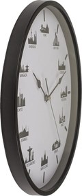 Ρολόι Τοίχου Skylines Λευκό/Μαύρο Πλαστικό Φ30cm