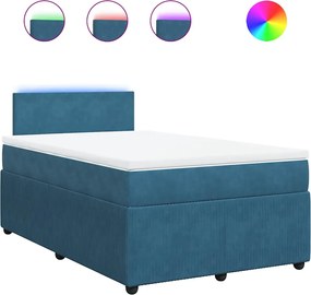 vidaXL Κρεβάτι Boxspring με Στρώμα Μπλε 120x190 εκ. Βελούδινο