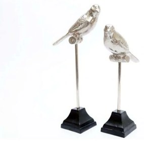 Διακοσμητικά Πουλιά (Σετ 2Τμχ) 014.OR1130 26/30cm Silver-Black Αλουμίνιο