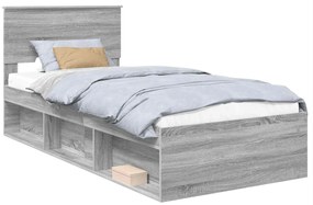 vidaXL Σκελετός Κρεβατιού με κεφαλάρι Γκρίζο Σονομα 100 x 200 cm