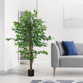 Τεχνητό δέντρο Ficus, ρεαλιστικό, ύψος 150 cm, με γλάστρα, Πράσινο