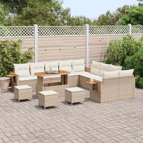 vidaXL Σετ Καναπέ Κήπου 14 pcs μπεζ και κρεμ 110 x 55 x 71 εκ