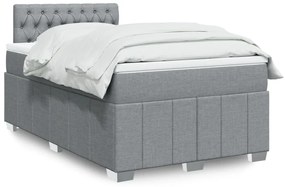 vidaXL Κρεβάτι Boxspring με Στρώμα Ανοιχτό Γκρι 120x200 εκ. Υφασμάτινο