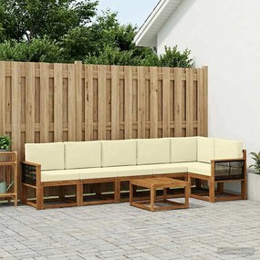 vidaXL Σειρά Καναπέ Εξωτερικού 7 pcs Φυσικό και Κρέμα Πολυεστέρας