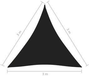 Πανί Σκίασης Τρίγωνο Μαύρο 3 x 3 x 3 μ. από Ύφασμα Oxford - Μαύρο