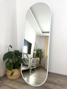 Stewehome Καθρέφτης Δαπέδου Μεταλλικός Οβάλ με Βάση για Σπίτι λευκό 180x60 cm