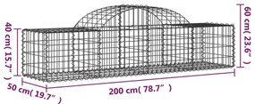 Συρματοκιβώτια Τοξωτά 8 τεμ. 200x50x40/60 εκ. Γαλβαν. Ατσάλι - Ασήμι