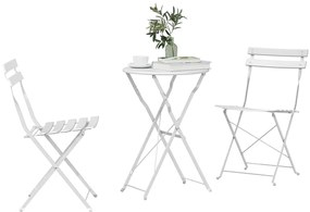 vidaXL Φορητό Σετ Μπιζερί 3 pcs Λευκό Ατσάλι