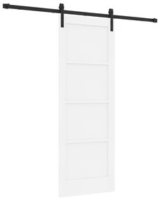 vidaXL Συρόμενη Πόρτα με Σετ Υλικών Λευκή 73.5x198.5 εκ. Συμπαγές Ξύλο Πεύκο