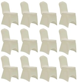 vidaXL Κάλυμμα Καρέκλας Ελαστικό Κρεμ 12 τεμ.